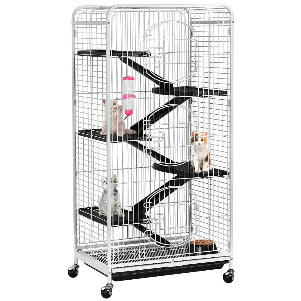 Renwick 6 Levels Rolling Pet Cage for Small Animals with Pet Bowl & Water Bottle. White