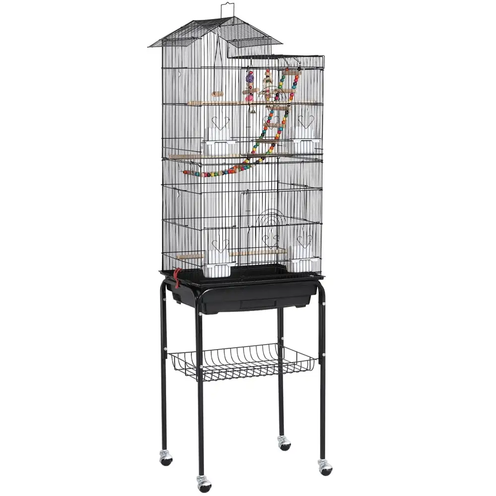 Renwick 62.4 Metal Bird Parrot Cage with Detachable Stand. Black