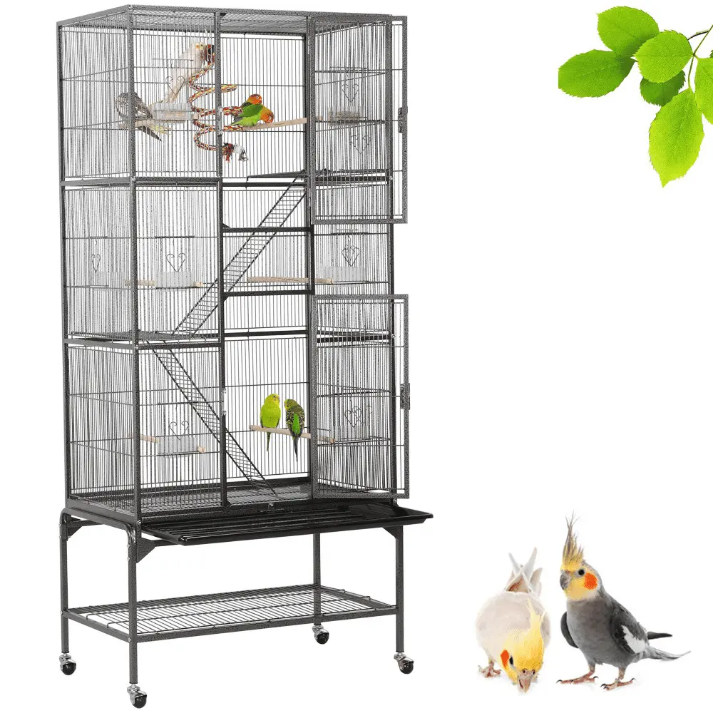 Renwick 69 H Extra Large Bird Cage with Detachable Stand. Matt Black