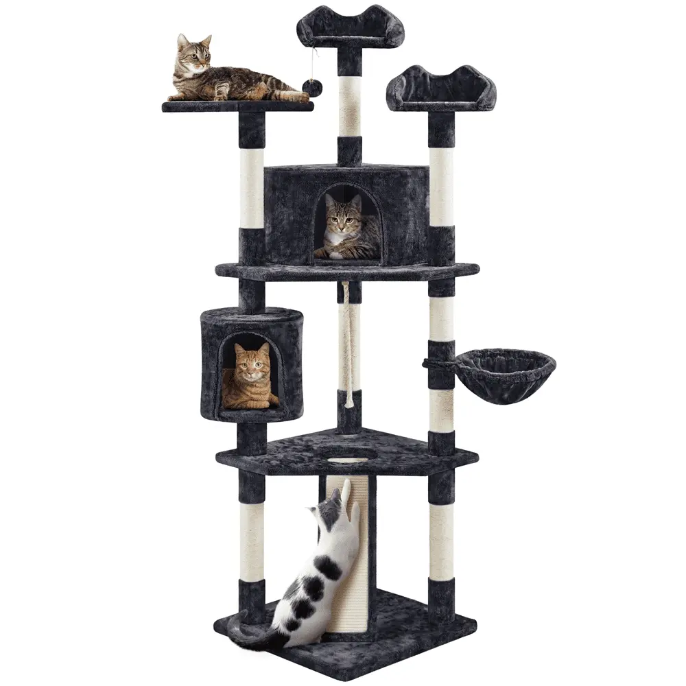 Renwick 79 Multilevel Cat Tree Tower with Scratching Posts. Black