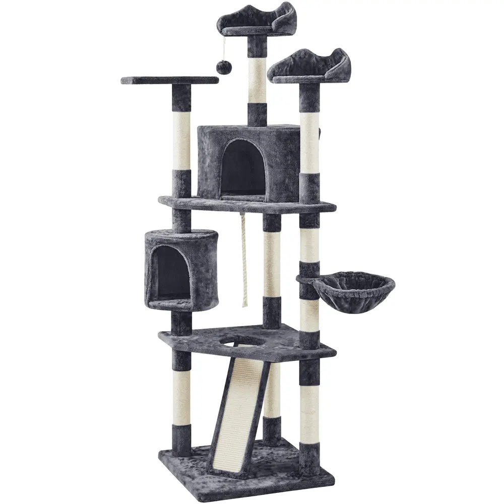 Renwick 79 Multilevel Cat Tree Tower with Scratching Posts. Dark Gray