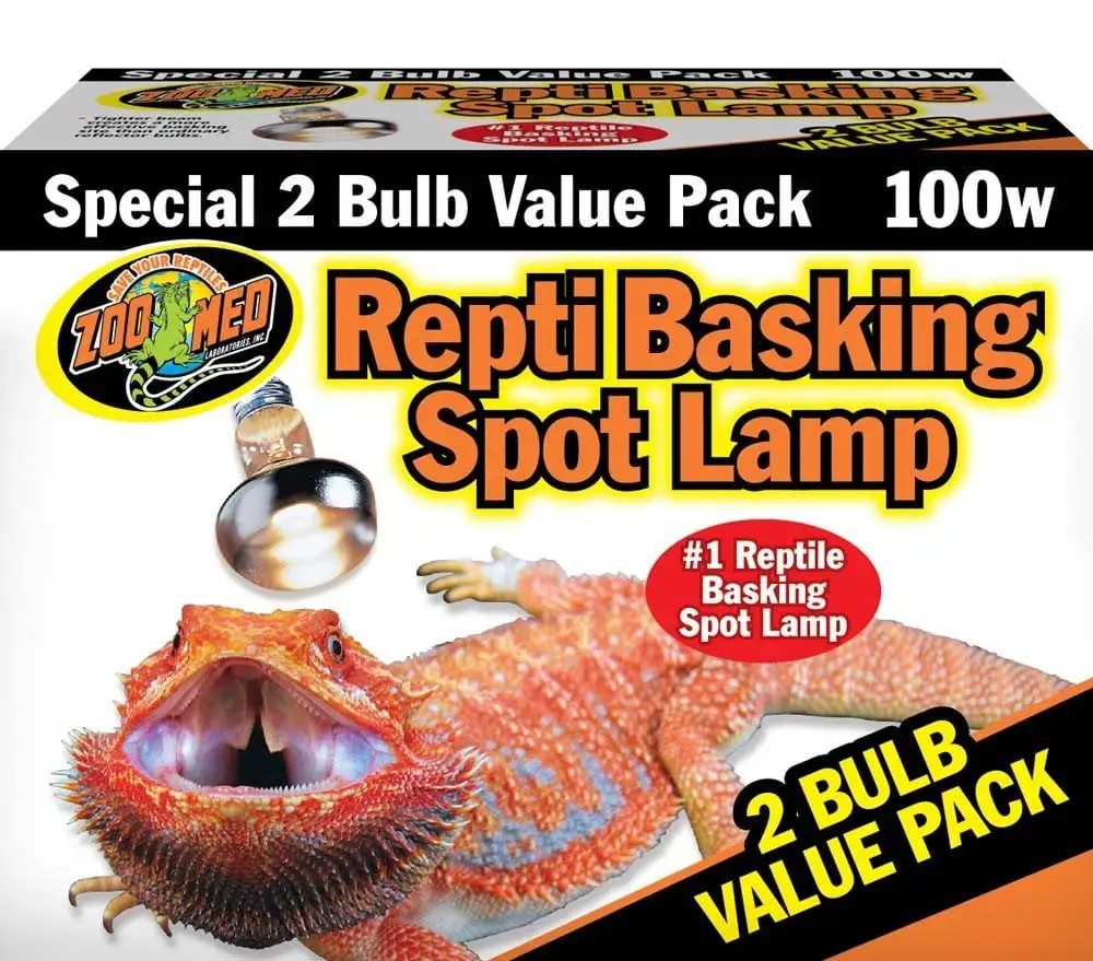 Repti Basking Spot 100 W Watt Reptile Terrarium Light 2 Bulb Value Pack Zoo Med