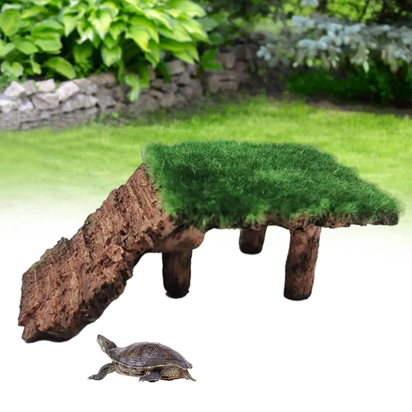 Resin Turtle Terrapin Dock Tortoise Basking Platform with Ramp Ornament Durable Friendly for Terrarium Tank Cave Hide-Out easy to clean. 11x6.5x4cm B