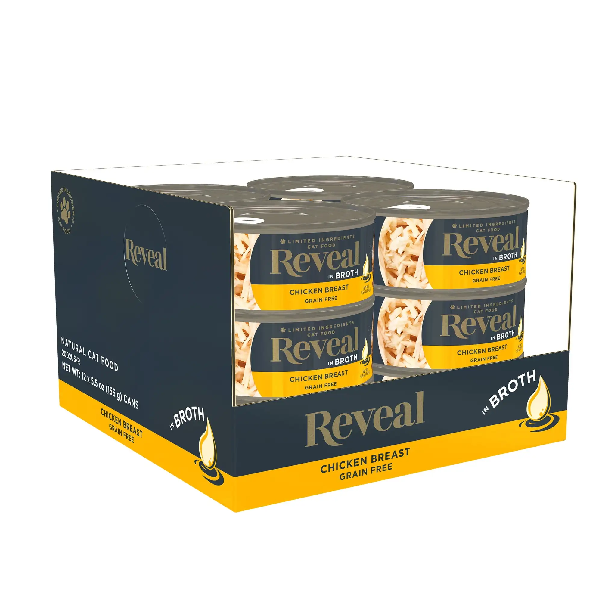 Reveal Natural Wet Cat Food. 12 Pack. Limited Ingredient. Grain Free Food for Cats. Chicken Breast in Broth. 5.5oz Cans