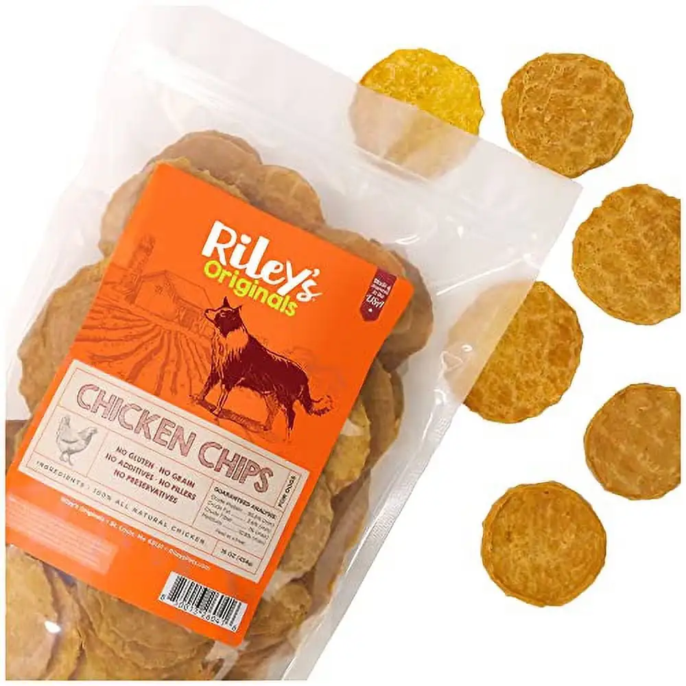 Riley's Waffles Chicken Chips for Dogs - USA Sourced Chicken Dog Treats Single Ingredient - Dehydrated Chicken Jerky for Dogs Made in USA Only - 16 oz