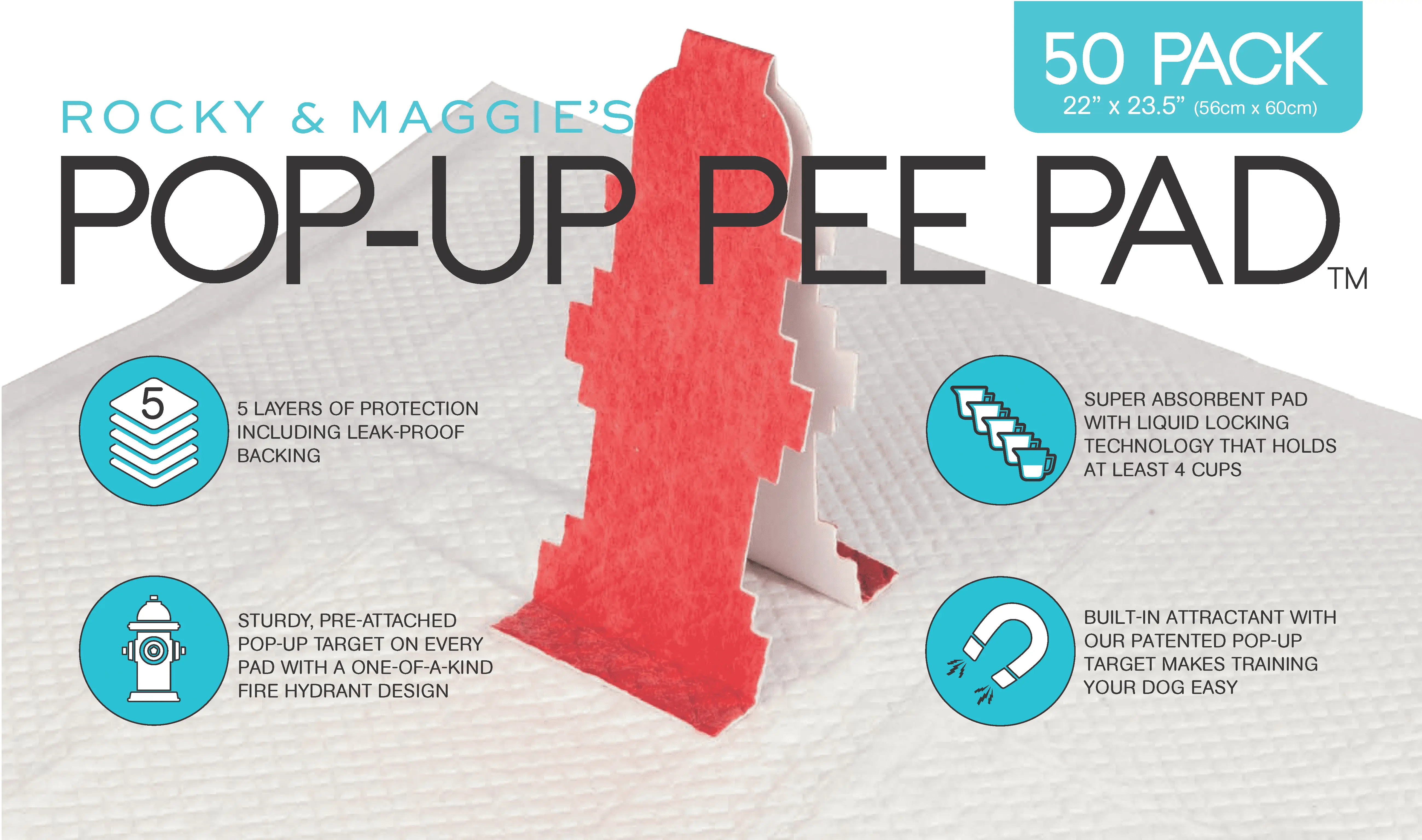 Rocky and Maggie's - Pop-Up Pee Pad - Puppy Pee Pad - Male Puppies and Dogs Will Love The Hydrant Target Pee Pee Pad for Potty Training - No Need for Pee Pad Holders. Trays or Diapers