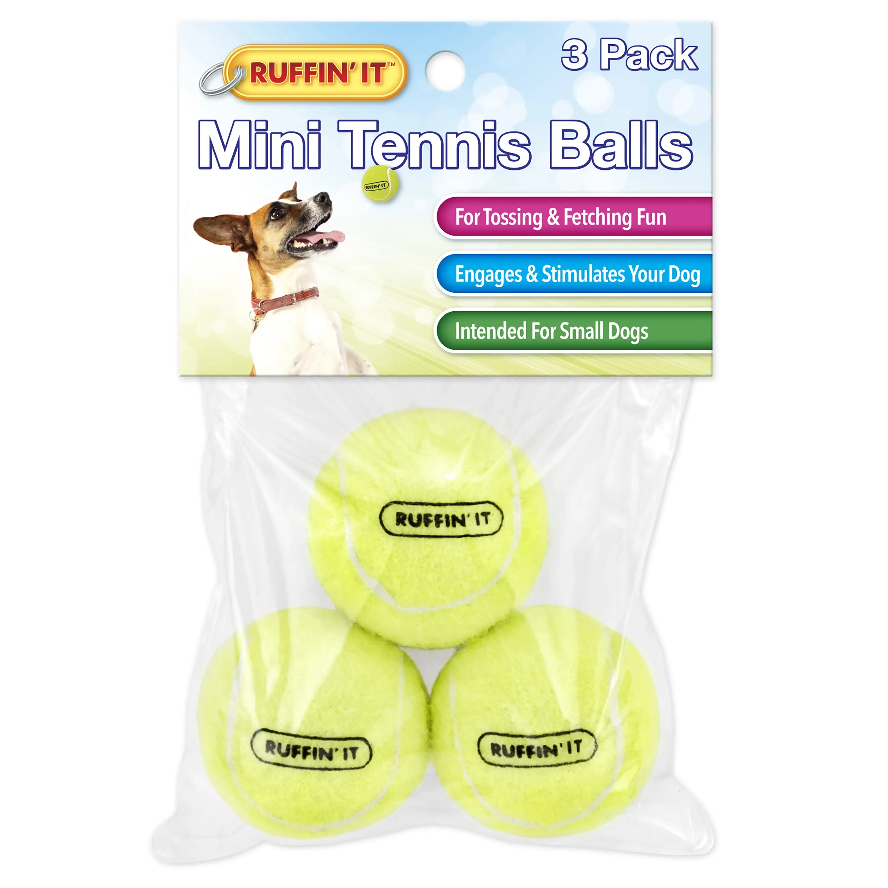 Ruffin' It Small Tennis Balls - Small Sized Dog Toy for Park. Home. or Beach. 3 Pack