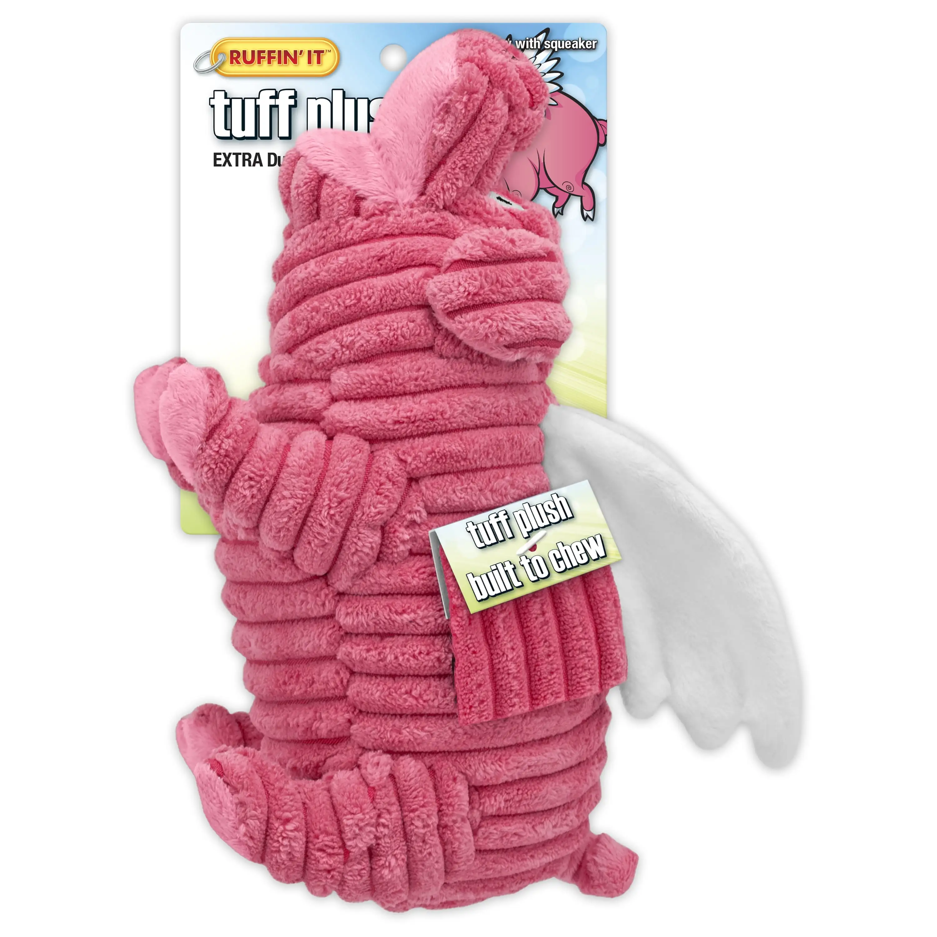 Ruffin' It Tuff Stuffed Plush Flying Pig Dog Toy