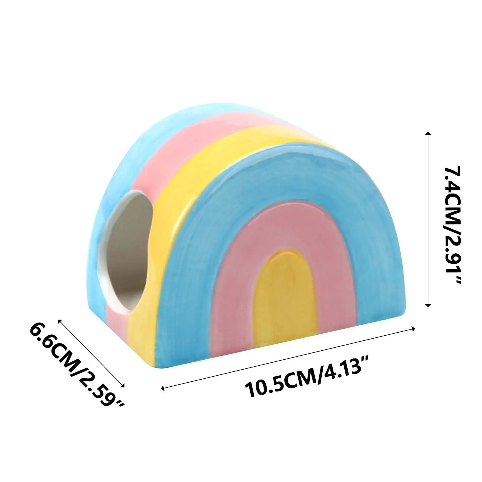 Ruhiku Gw Hamster Rainbow House. 4.13X2.6X2.91 in Ceramics Rainbow Shape Rainbow Room. Small Animals House of Ceramics for Pet for Squirrel Hedgehog Chinchilla Nest Hamster Cage