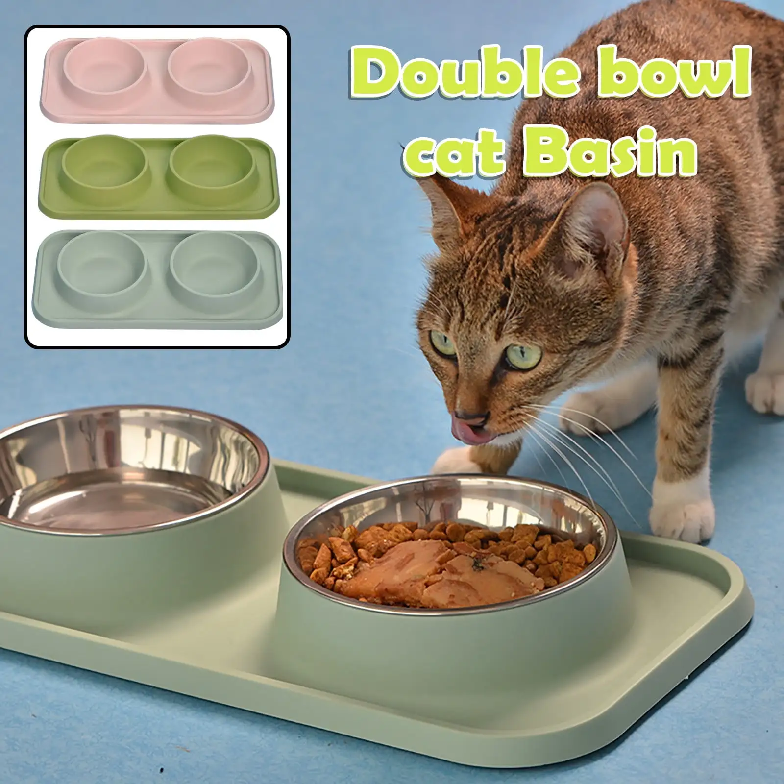 SEAYI Ant Proof Cat Bowl Dog Table Feeder Cat Double Bowl Dog Basin Pink