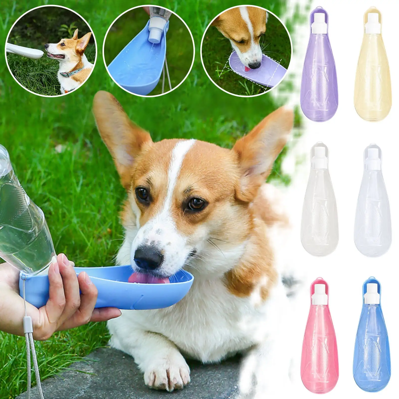 SEAYI Dog Water Bottle Portable for Travel Water Dispenser With Food Container Gray