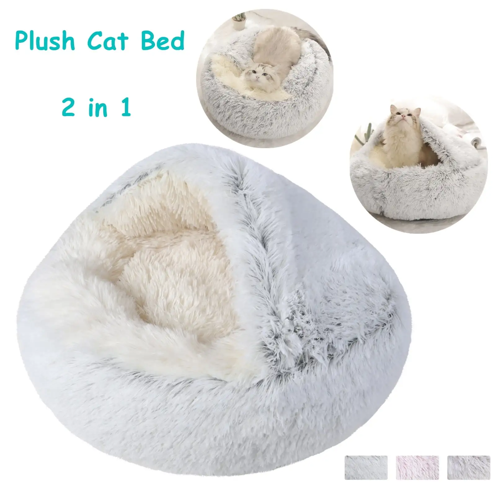 SENNAUX Pet Bed Cat Cave Warm Plush Calming Puppy Sleeping Kennel