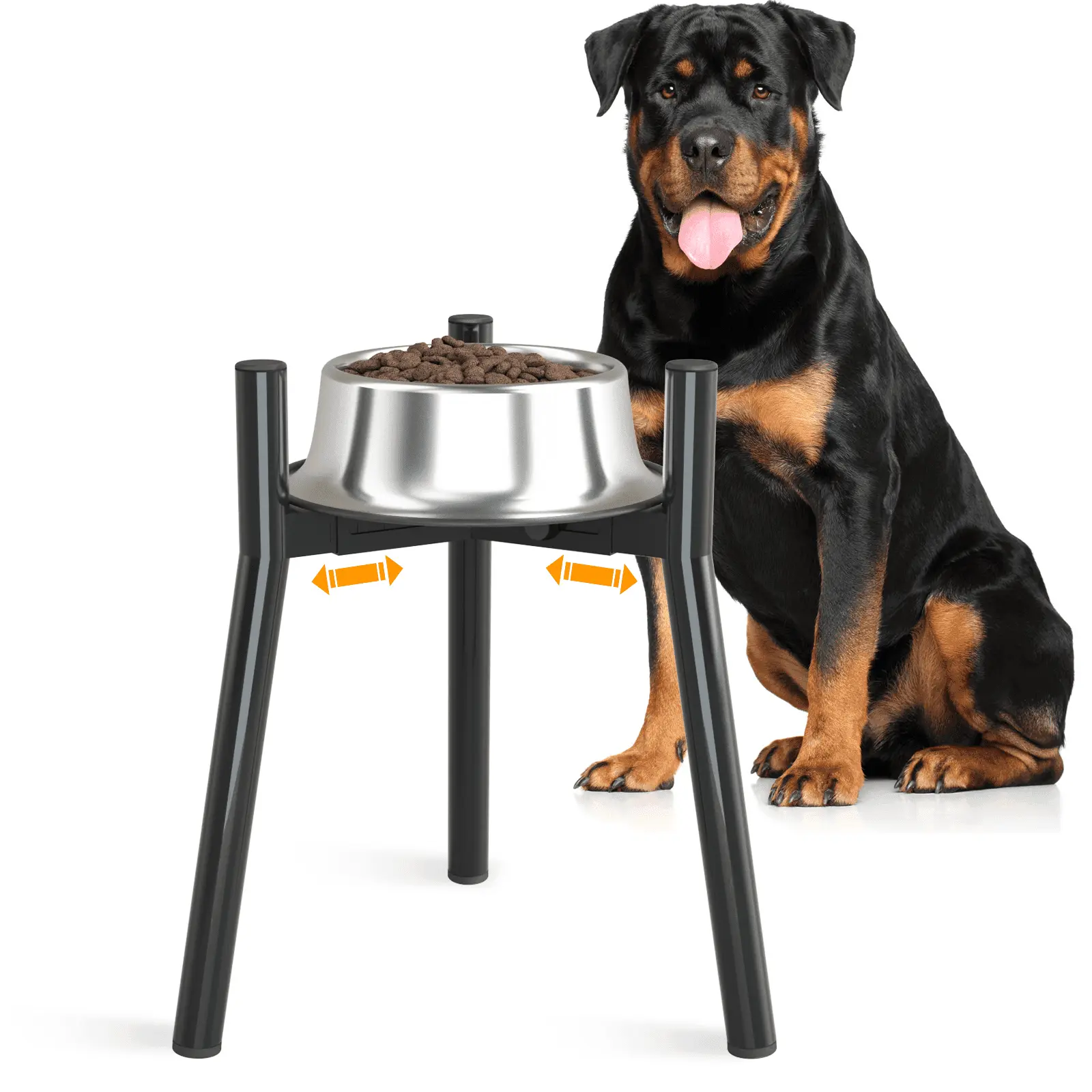 SHAINFUN Adjustable Metal Raised Dog Bowl Stand for Large and Extra Large Sized Dog Compatible with 7 to 10.6 Wide Dog Bowls Single Tall Elevated Dog Food Bowls Stand (Bowl Not Included)