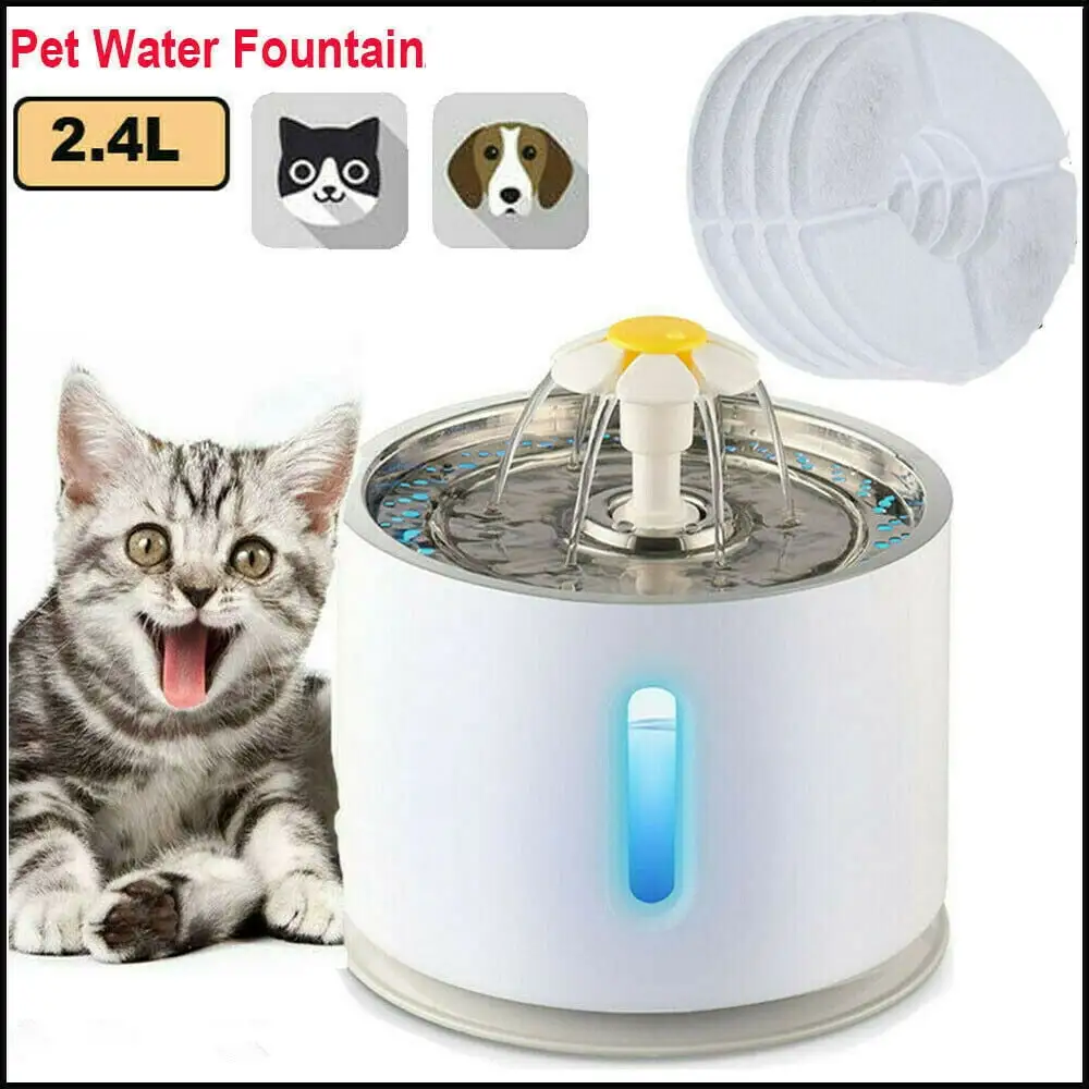 SHANNA Cat Water Fountain Stainless Steel. 81oz/2.4L Cat Fountain Pet Water Dispenser