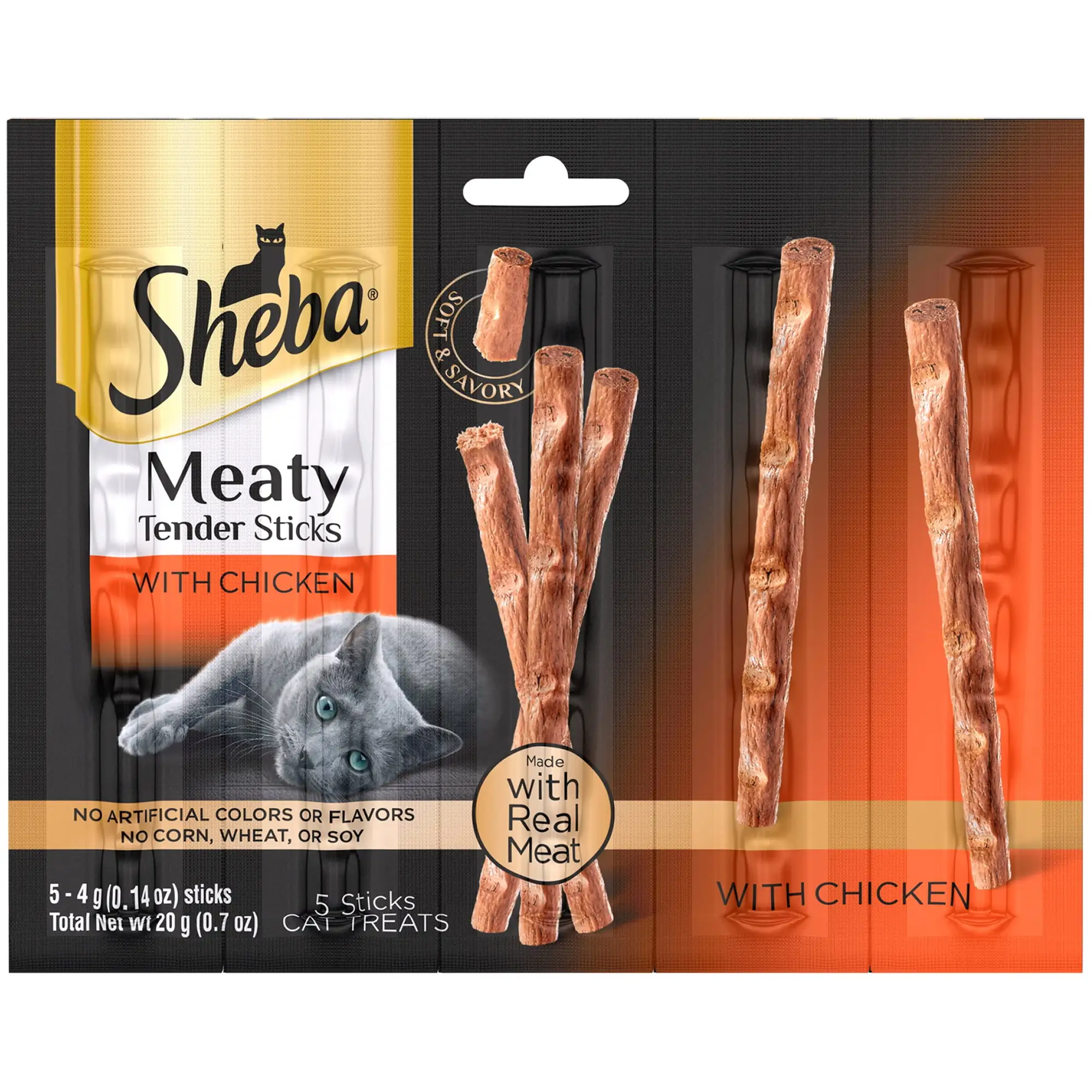 SHEBA Meaty Tender Sticks With Chicken Cat Treats - 0.7 Ounces (5 Treats)