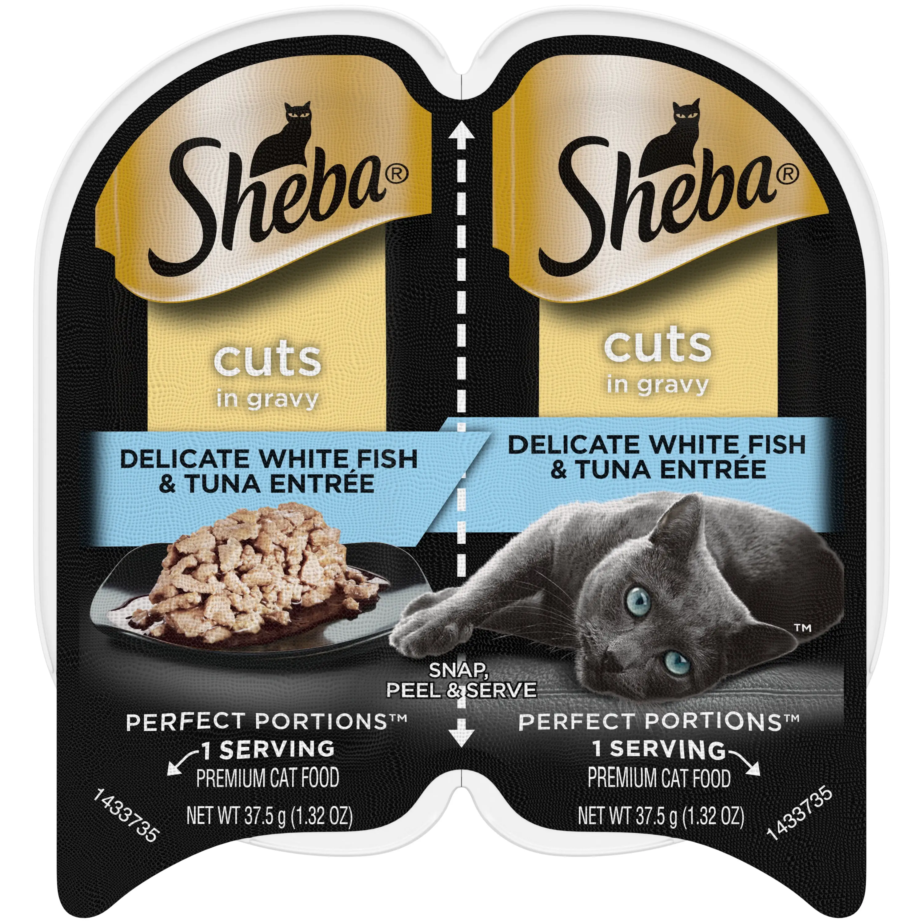 SHEBA Wet Cat Food Cuts in Gravy Delicate White Fish & Tuna Entree.