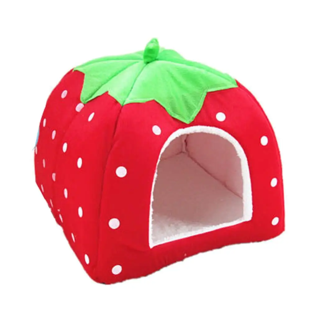 SIHUA Strawberry Pet Dog Cat Bed House Kennel Doggy Puppy Basket PadRed S