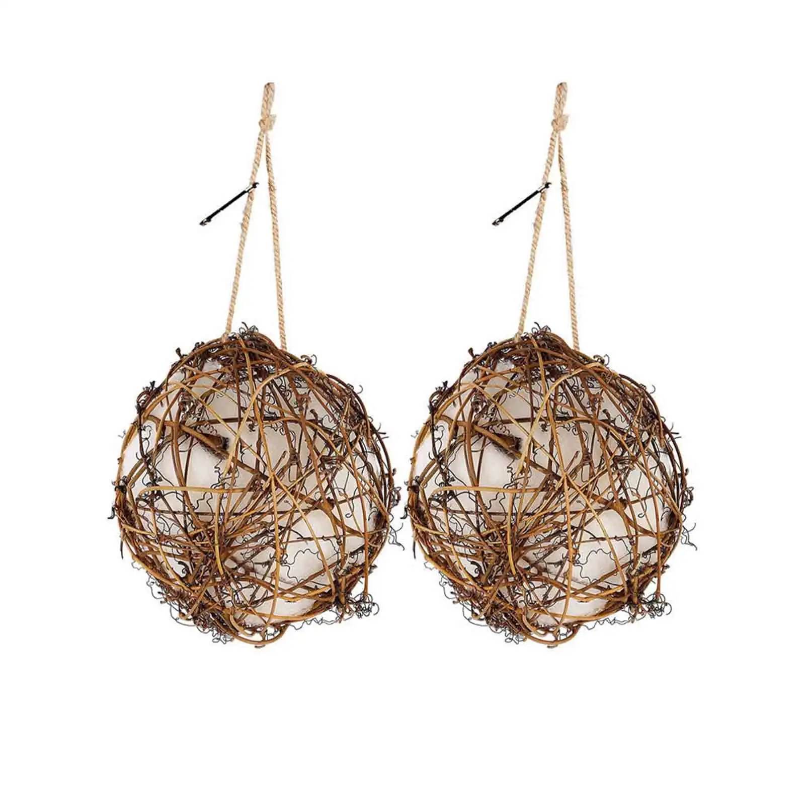 SLYNSHome Clearance Set of 2 Globe Hummingbird Nesters. Full of Bird Nesting Materials. Design for Bird Lovers. Idea Bird Gifts in Outdoor Indoor Patio Garden