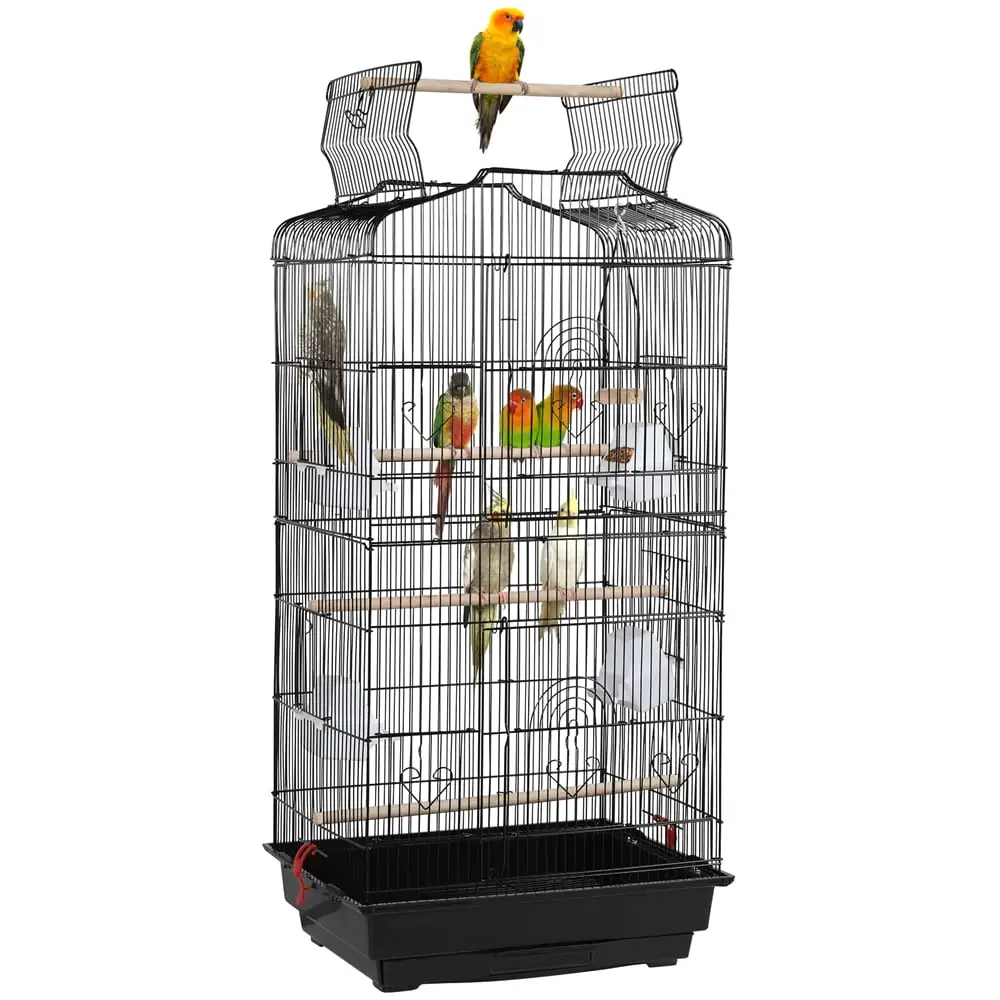 SMILE MART Large 36 Metal Bird Cage with Play Top for Parakeets and Lovebirds. Black