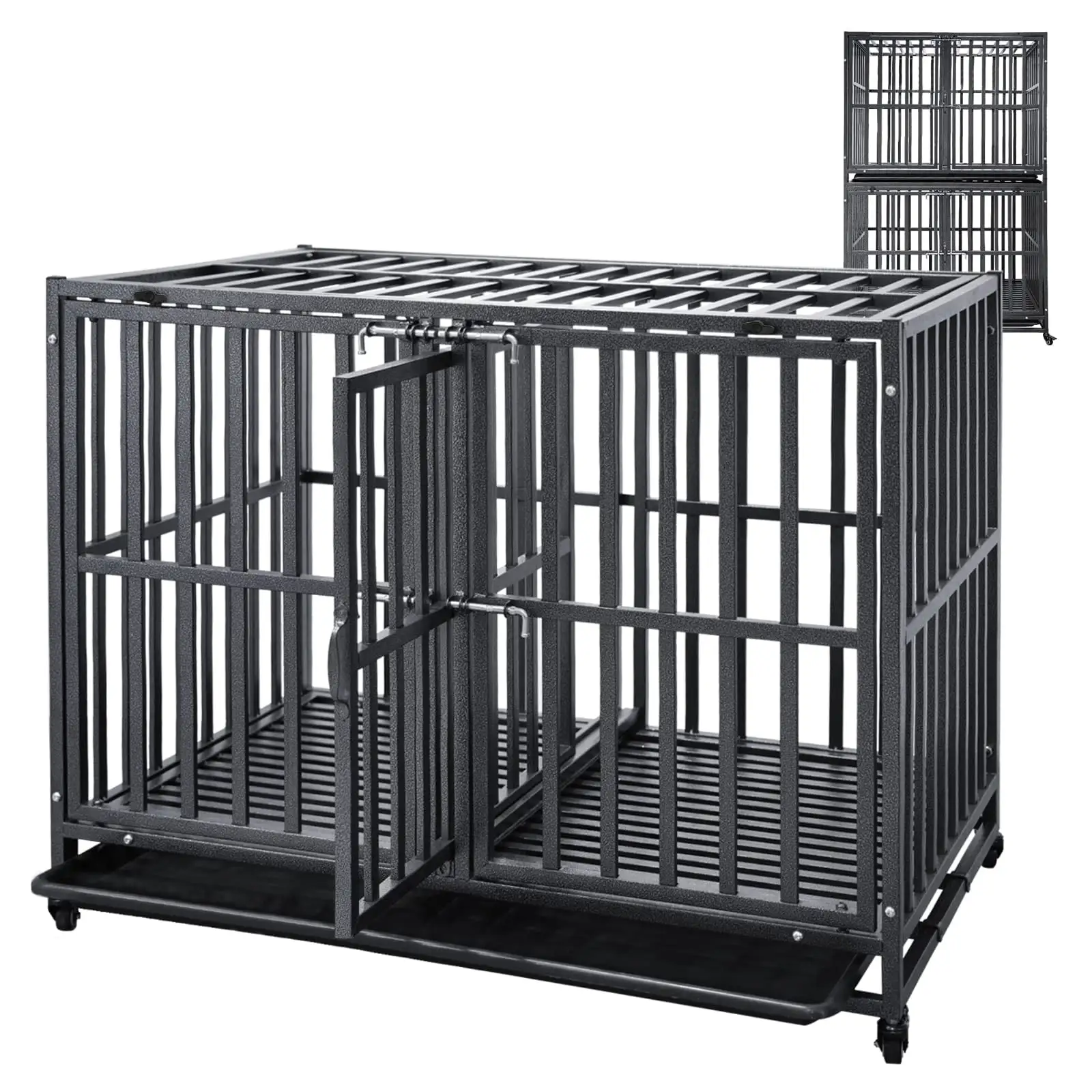 SMONTER Stackable Dog Crates with Divider-Heavy Duty Dog Kennels and Crates for Small Medium and Large Dogs. 38in