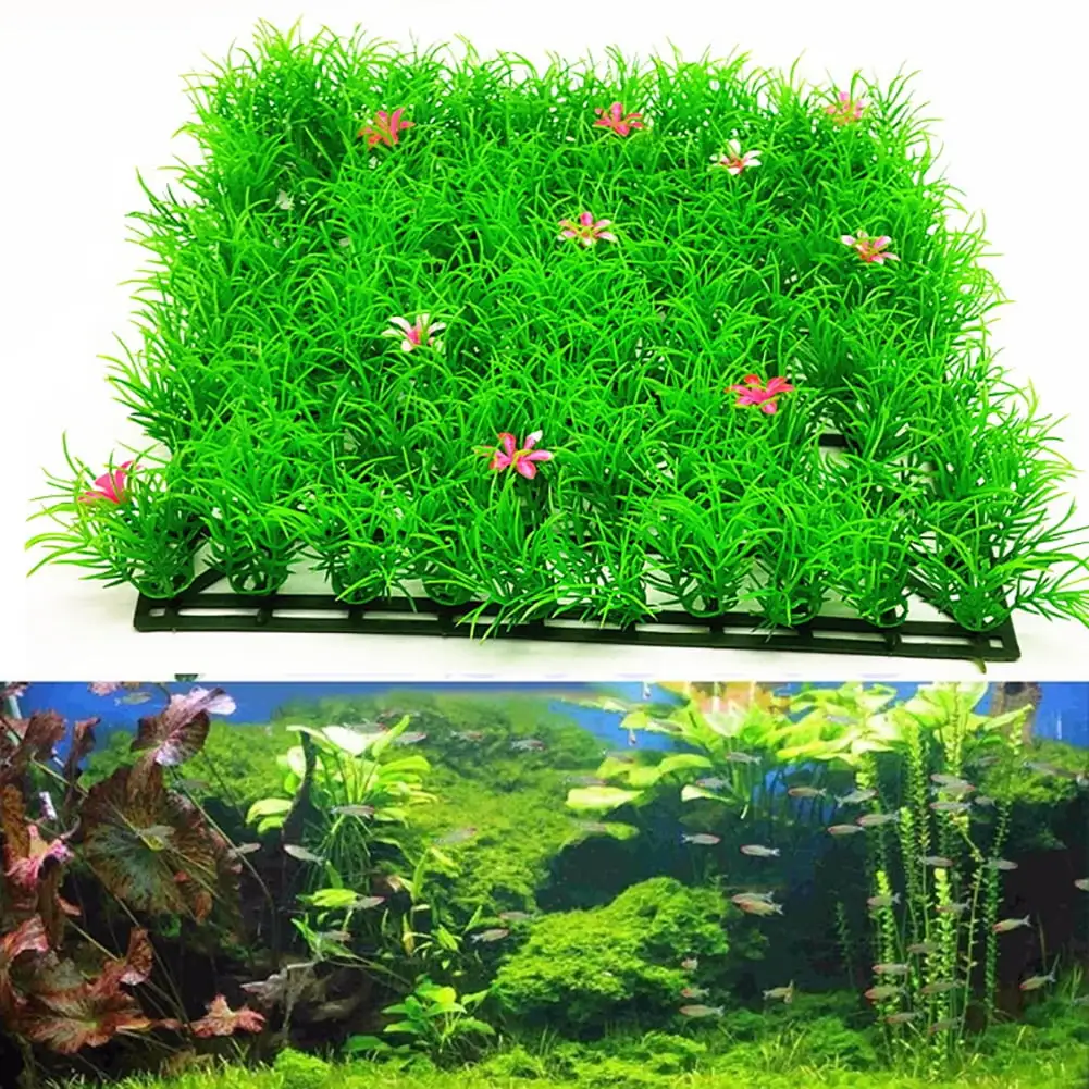 SPRING PARK Aquarium Plastic Fish Tank Decor Floral Water Green Grass Plant SAFE FOR FISH