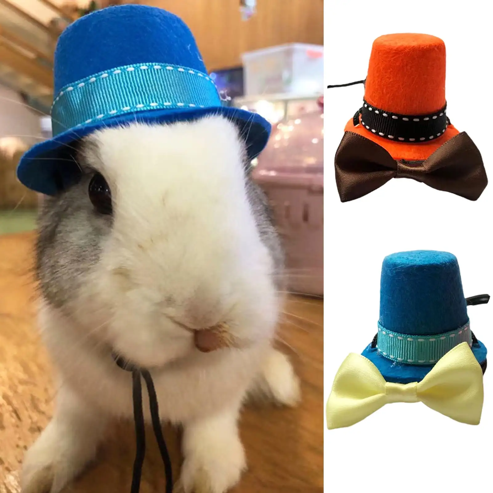 SPRING PARK Guinea Pig Hat and Bowtie Halloween Costume Outfit for Small Anima Ferret Rabbit Bunny Chinchilla Hamster Hedgehog Reptile Lizard Bearded Dragon