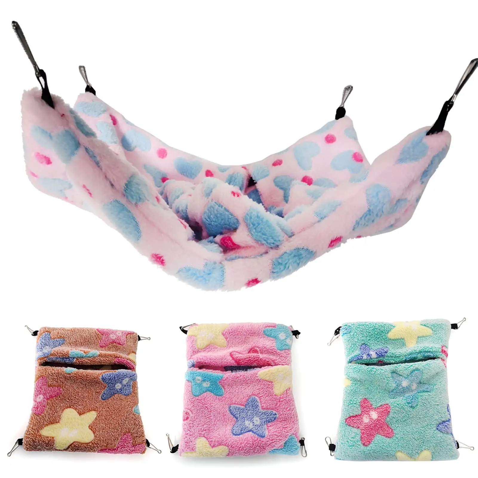 SPRING PARK Hanging Envelope Hammock for Small Animals. Warm Sugar Glider Hammock Nest. Guinea Pig Cage Accessories Bedding for Chinchilla Ferret Squirrel Rat Playing Sleeping