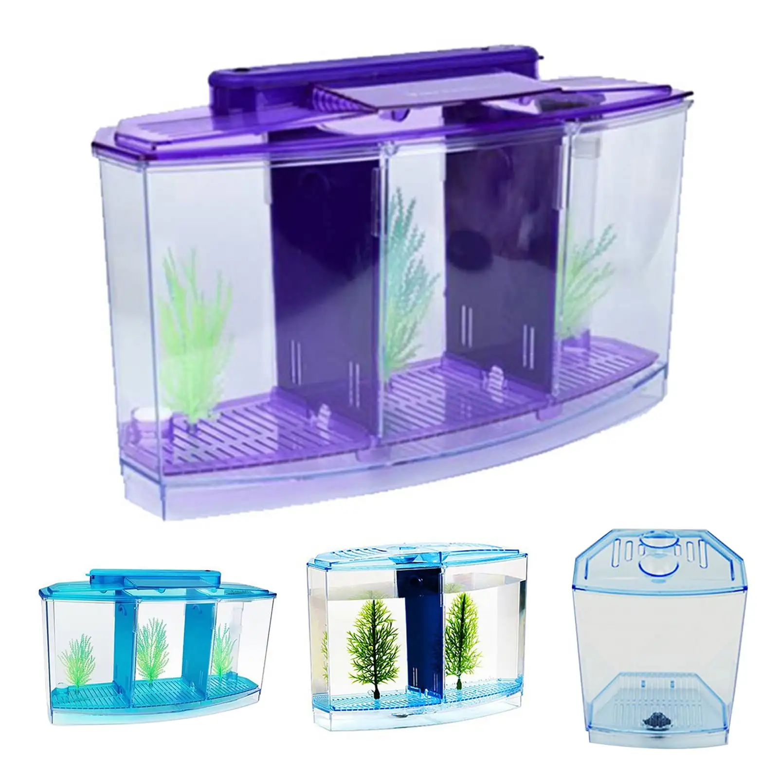 SPRING PARK Multifunctional LED Light Betta Aquarium Acrylic Fish Tank Box Separate Breeding Spawning