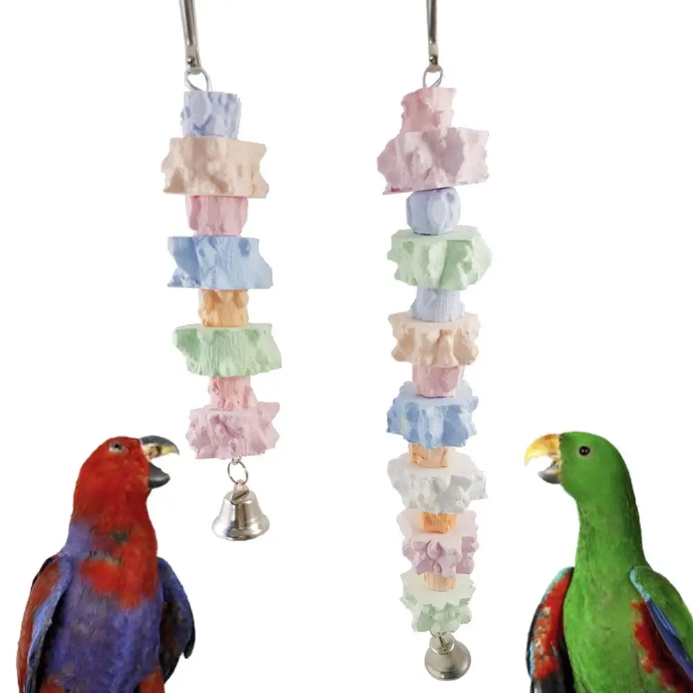 SPRING PARK Parrot Colorful Chewing Toy Beak Trimmer Grinding Stone with BellParrot for Cockatiel Conure African Grey Amazon Parrots Parakeet Cockatiel bonka Bird