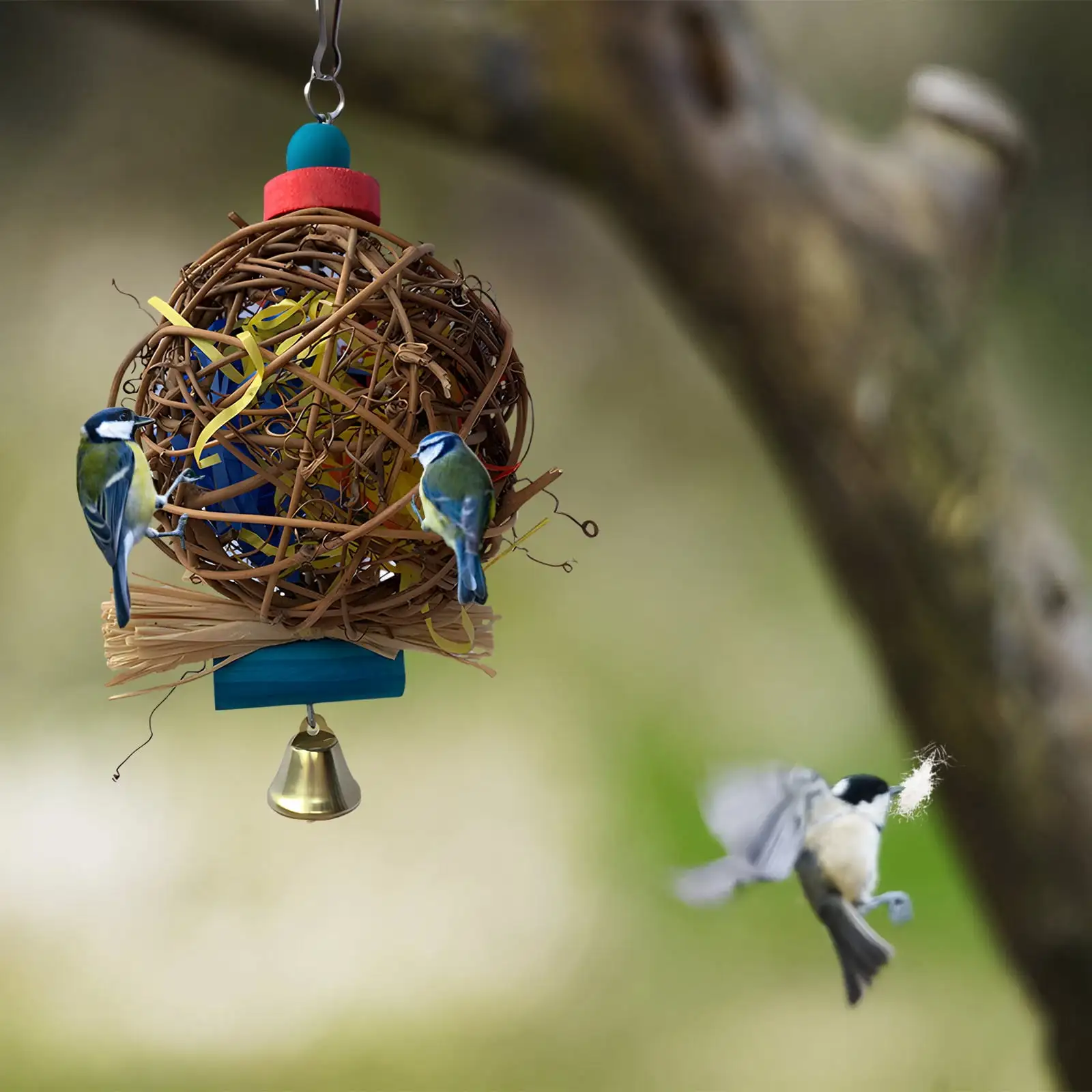 SRstrat Handwoven Straw Bird Nest. Reusable Grass Woven Parakeet Breeding Cave.Handwoven Warm Cozy Bird House Straw Pet Gardening Decorations for Rabbit Bunny Dove Hamster Gerbil