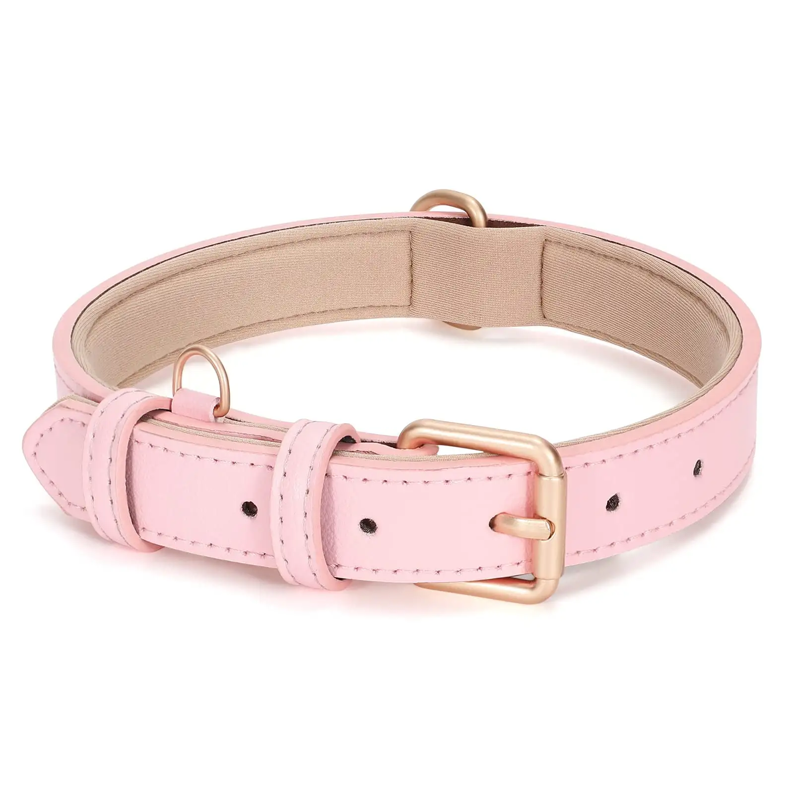 SUOSDEY Puppy Collar Adjustable Soft Breathable Leather Dog Collar for Small Medium Large