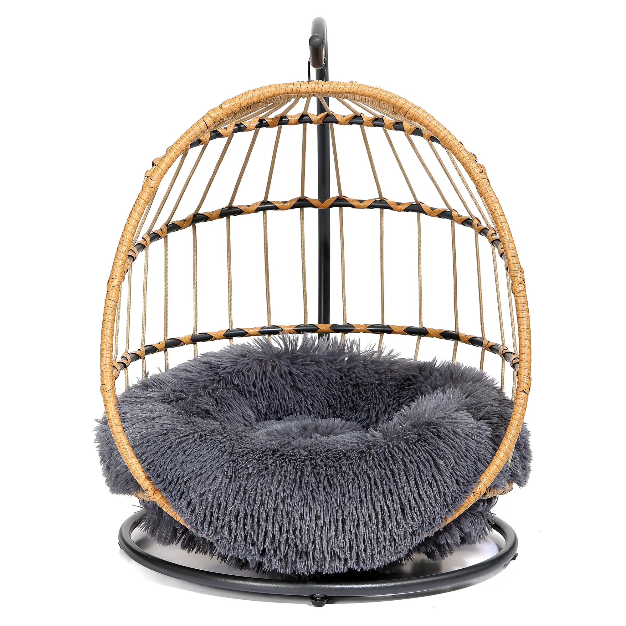 SWITTE Wicker Pet Bed Hammock Hanging Swing Cat Bed Dog & Cats Indoors & Outdoors.Dark Grey