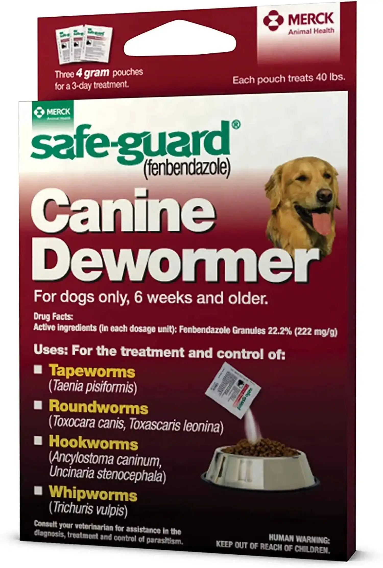 Safe-Guard Panacur (fenbendazole) K9 Dogs 40 lbs 4gm 3-Pack