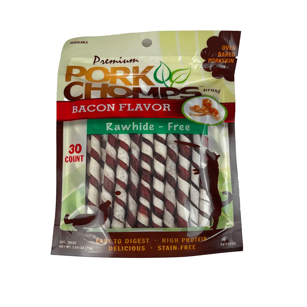 Scott Pet Products 60 Count Pork Chomps Bacon Twists Treat. Mini - 2 Pack