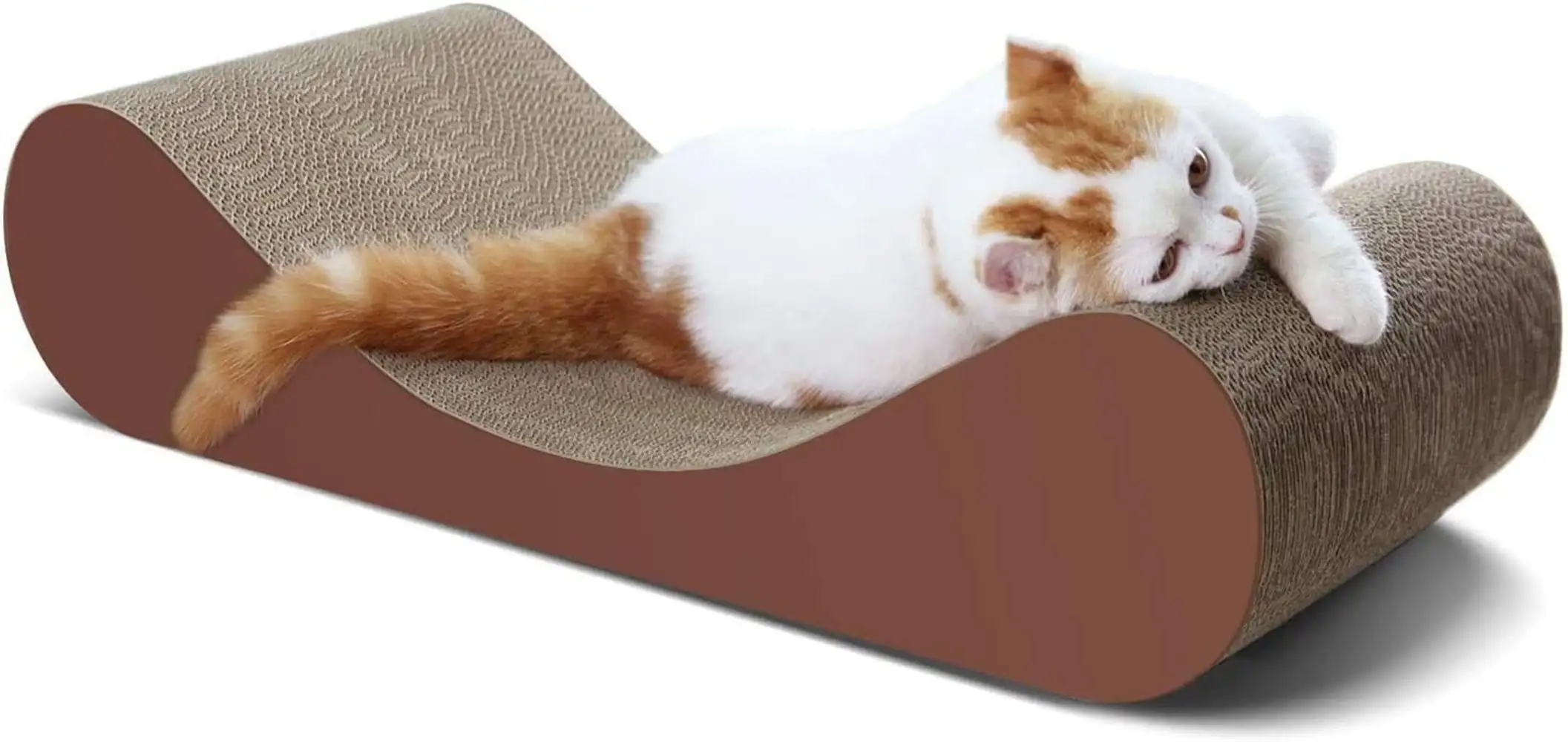 ScratchMe Cat Scratcher Cardboard Lounge Bed. Cat Scratching Post. Durable Board Pads Prevents Furniture Damage.Brown