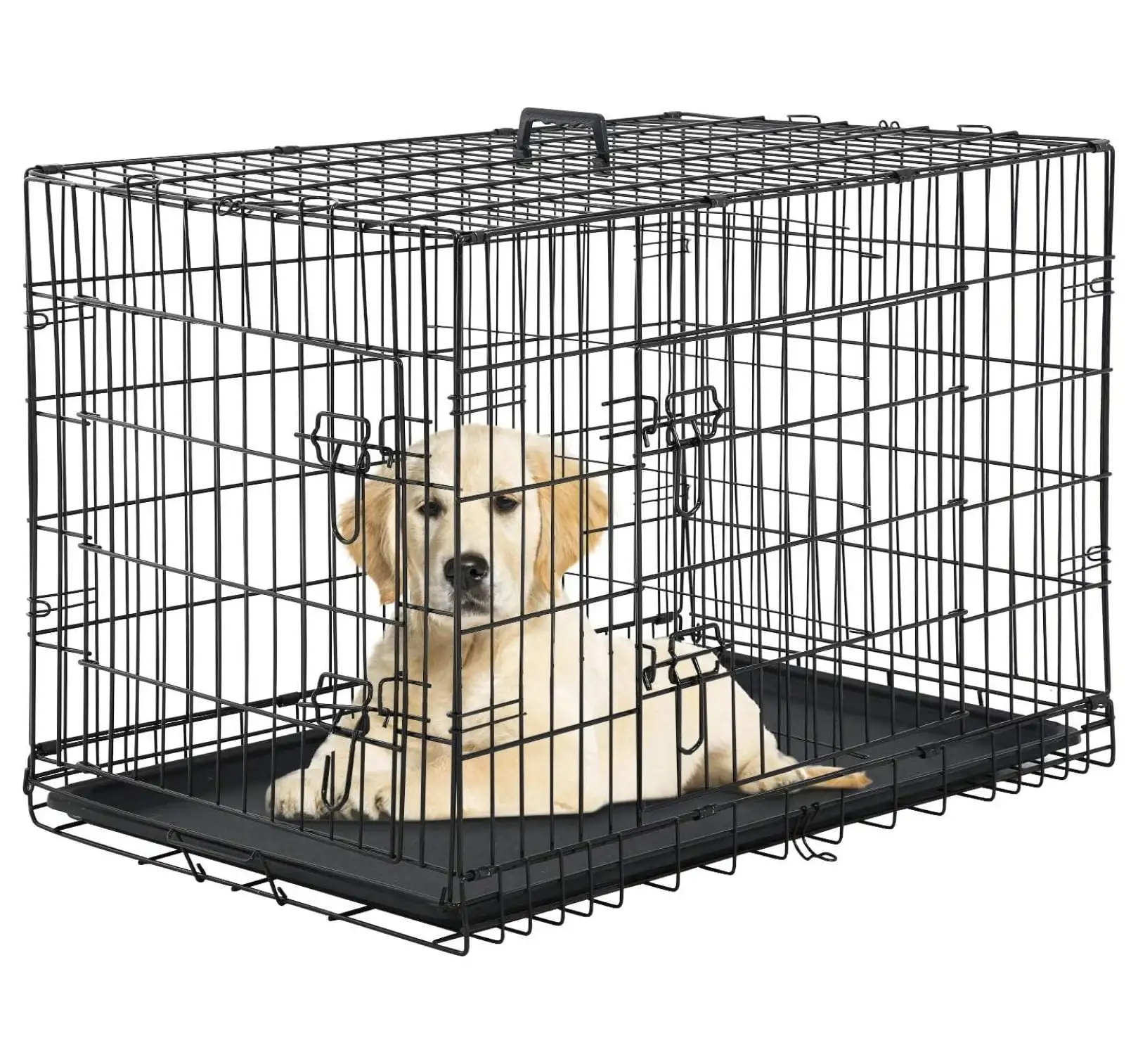 Segmismart Large Dog Crate. Black. Collapsible. Portable. Secure. Lockable. Durable. 24