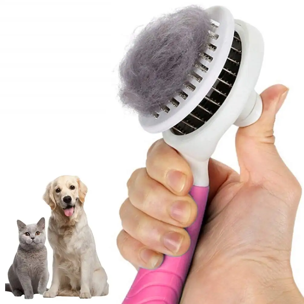 Self Cleaning Slicker Brush.Long & Short Hair Pets Gently Removes Loose Undercoat. Mats and Tangled Hair Dog & Cat Grooming Brush. Skin Friendly