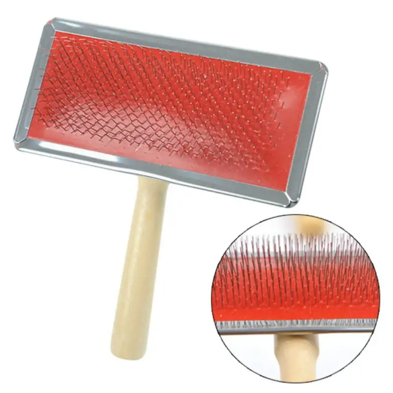 Self Cleaning Slicker Brush. Pet Hair Remover. Dog Brush & Cat Brush. Slicker Pet Grooming Brush. Shedding Grooming Tools. Gently Removes Loose Undercoat Mats and Tangled Hair. Wooden Handle Comb.S-XL