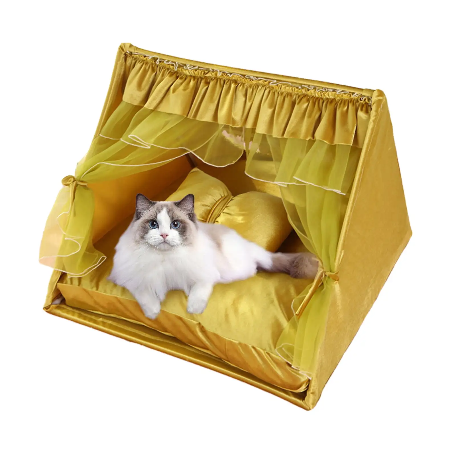 Semfri Cat Bed Tent. Princess Ginger Pet Dog House with Soft Cushion