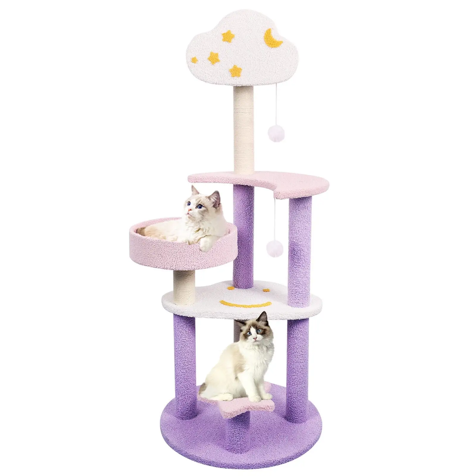 Sennaux 49 Cat Tree Condo Kitty Scratching Post Tower. Purple & Pink