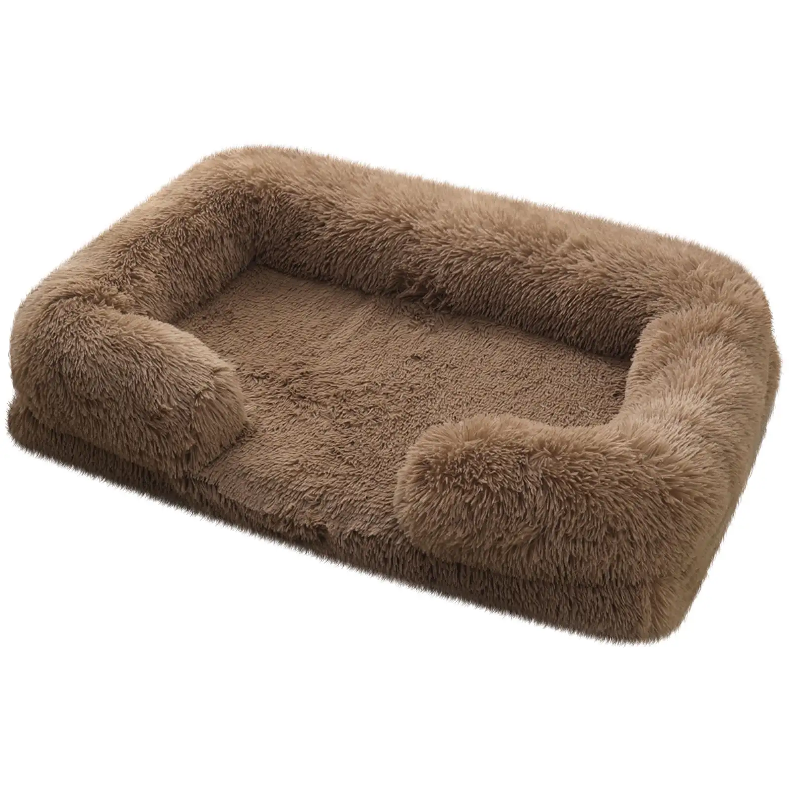 Sennaux Calming Dog Bed for Cats Puppy. Cozy Soft Plush Pet Bed Washable.S.Khaki