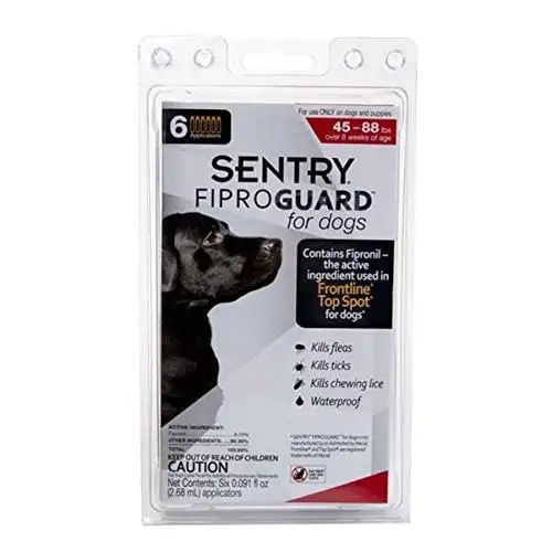 Sentry FiproGuard Dog Flea & Tick Topical 45-88 Pound. 6 Monthly Treatments