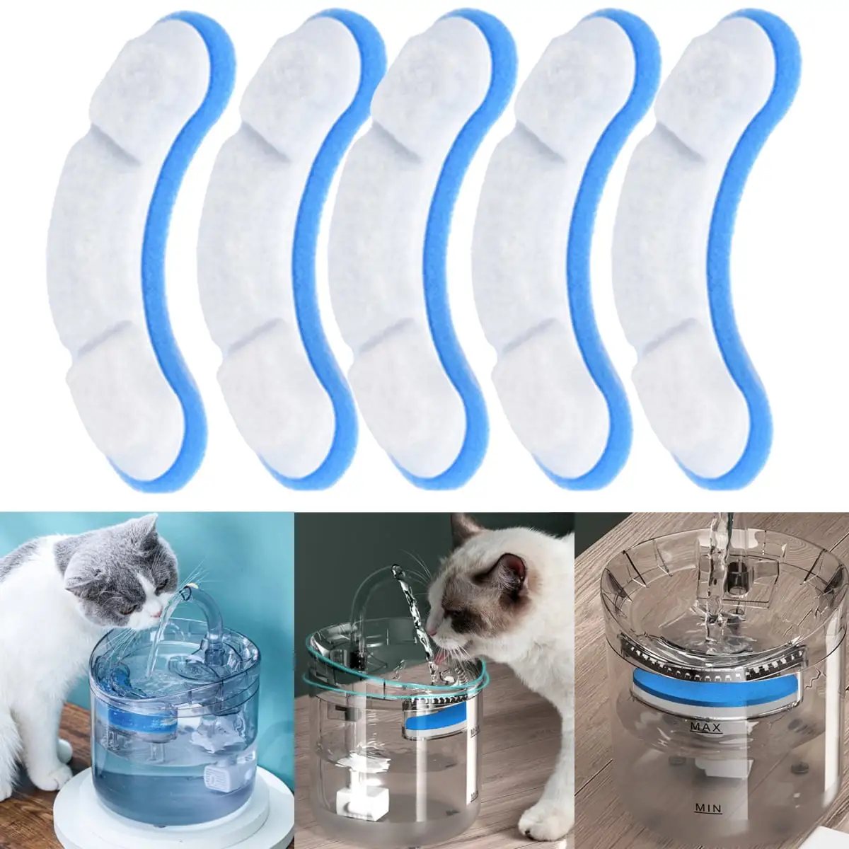 Senyresg Cat Water Fountain Activated Carbon Replacement Filter. Auto Drinking Filter Water Pump Cleaning Tool for Pet Dog Drinking Bowl-1Pc