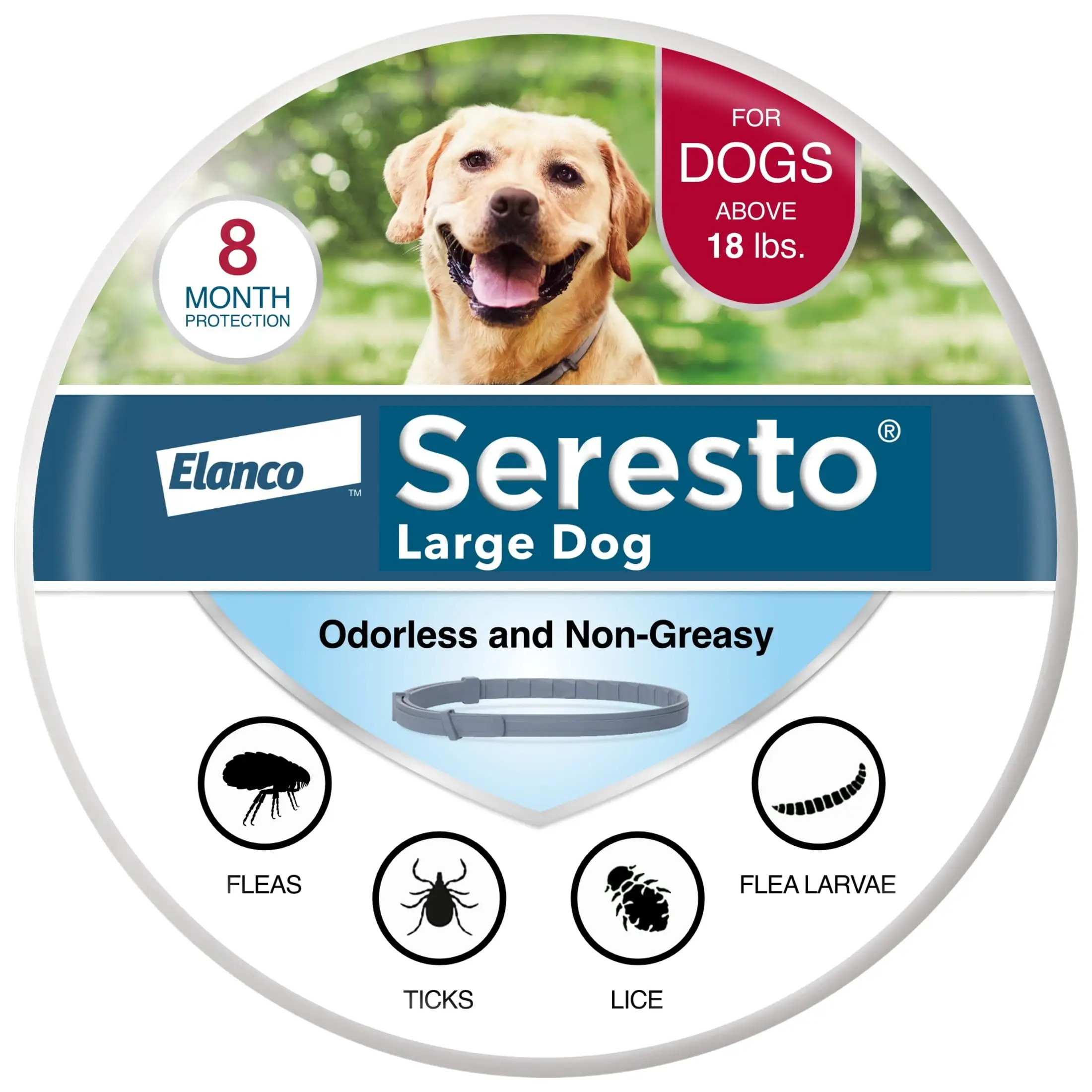 Seresto Vet-Recommended 8-Month Flea & Tick Prevention Collar for Large Dogs 18+ lbs