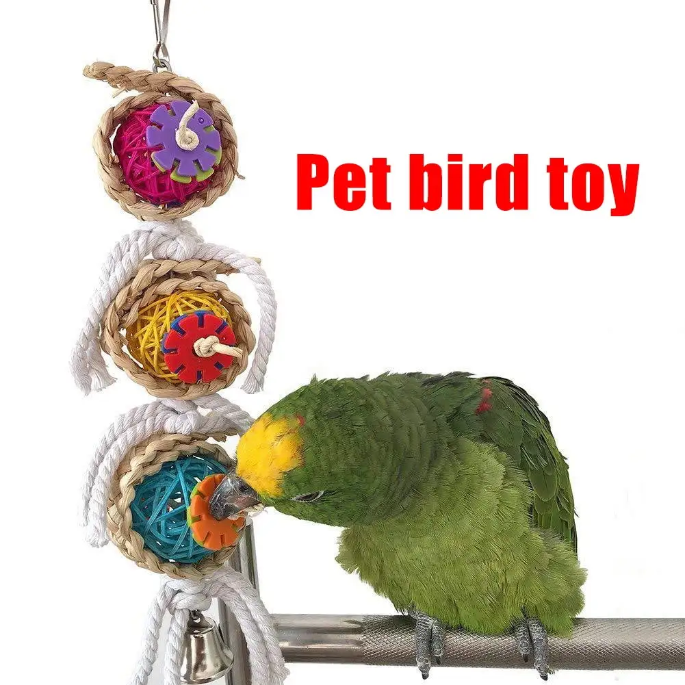 Sfonq Bird Toys. Parrot Toys for Large Birds. Natural Peppered Wood African Grey Parrots. Macaws. Cockatoos. Amazon Parrot chew Toys. Aviary Hanging Toys