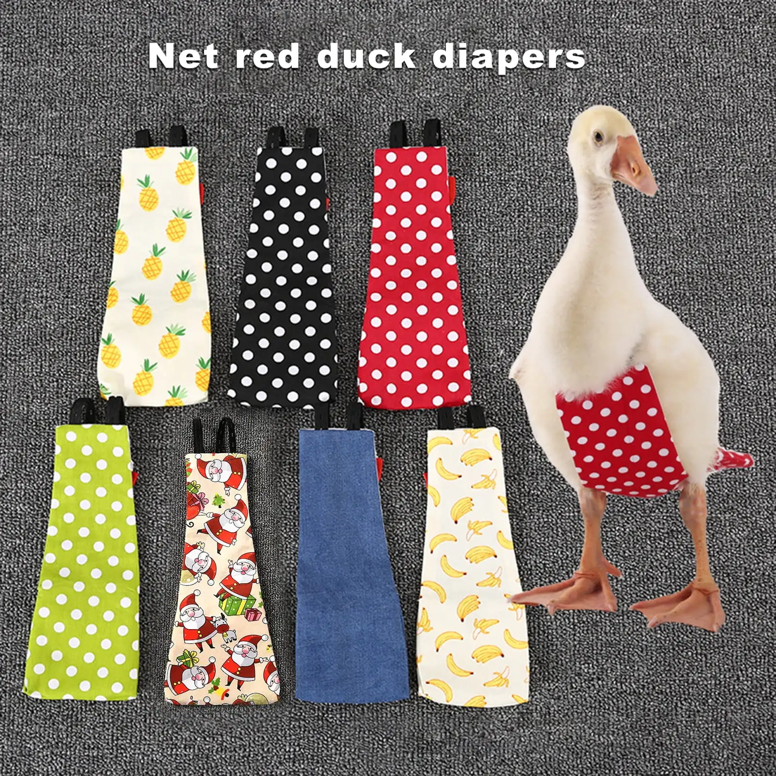 Shulemin Goose Diaper Adjustable Linkhole Fabric Bow Knot Goose Duck Diaper for Poultry