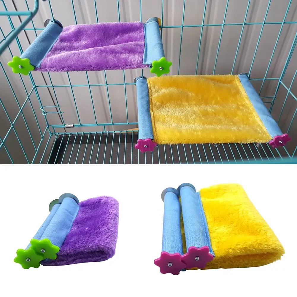 Shulemin Hammock Mini Winter Warm House for Pet Bird Parrot Squirrel Hanging Bed Toy.Yellow S 13cmx22.5cm