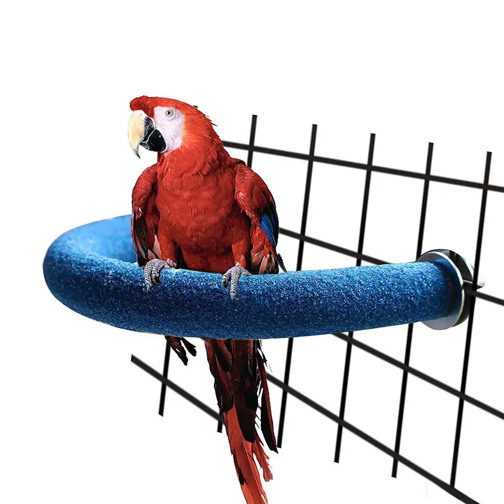 Shulemin Parrot Pet U Shape Bar Stand Perch Grinding Claw Toy Bird Supplies Cage Decor.90 Degree Random Color