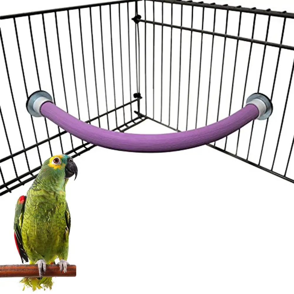 Shulemin Pet Birds Parrot Bent Corner Stand Perch Gnawing Claws Grinding Toy Cage Decor.Random Color