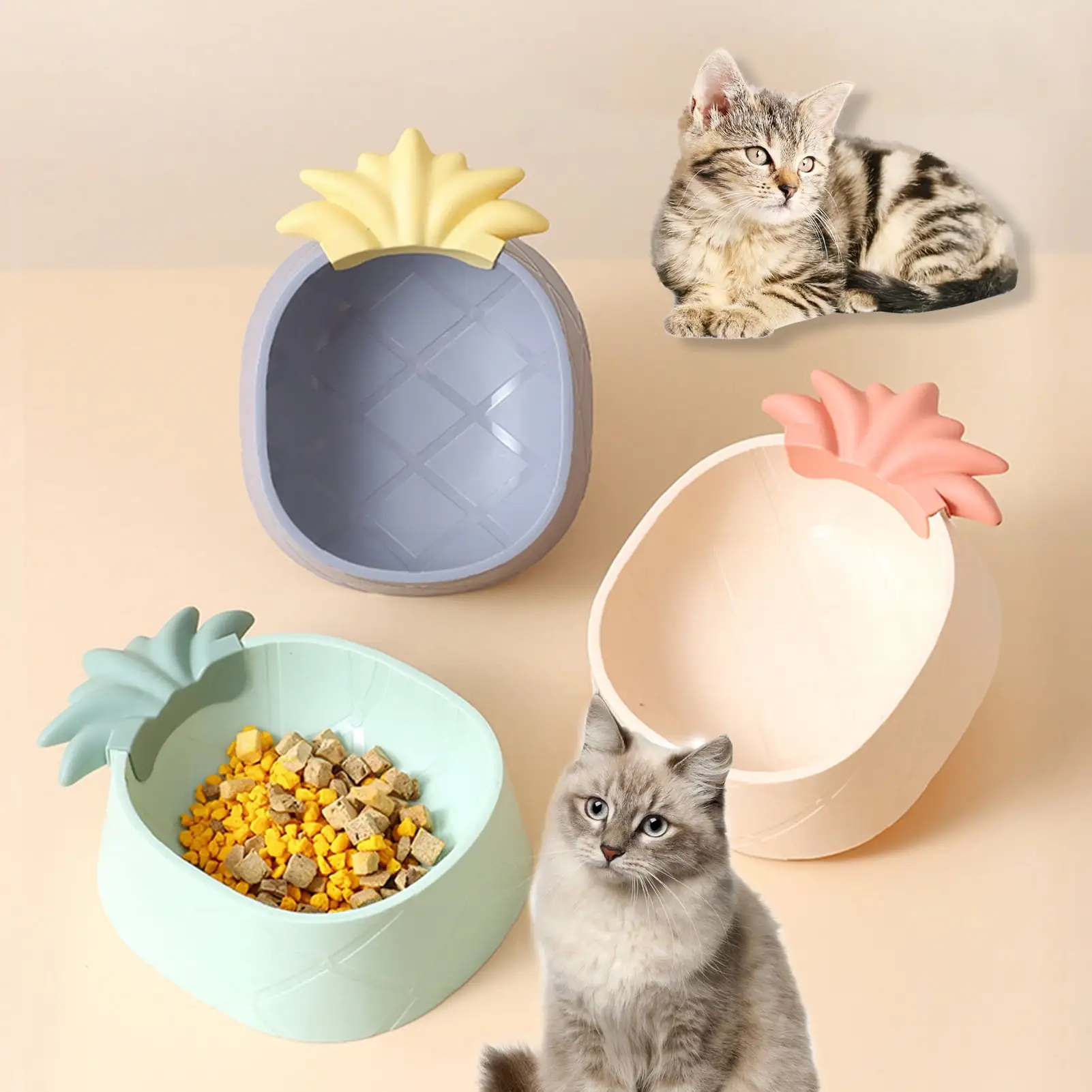 Shulemin Pet Bowl.Pet Bowl Non-Slip Pineapple Shape Easy to Clean Cat Dog Feeding Bowls Supplies for Home Use